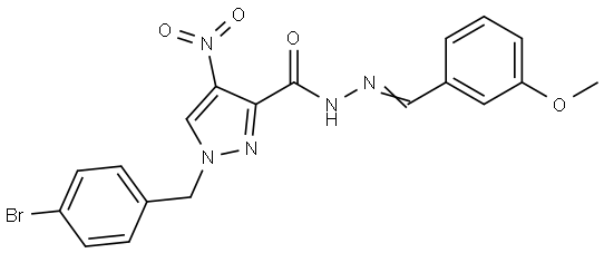 1-(4-BROMOBENZYL)-N'-(3-METHOXYBENZYLIDENE)-4-NITRO-1H-PYRAZOLE-3-CARBOHYDRAZIDE Struktur