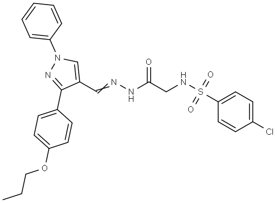 4-CHLORO-N-[2-OXO-2-((2E)-2-{[1-PHENYL-3-(4-PROPOXYPHENYL)-1H-PYRAZOL-4-YL]METHYLENE}HYDRAZINO)ETHYL]BENZENESULFONAMIDE Struktur