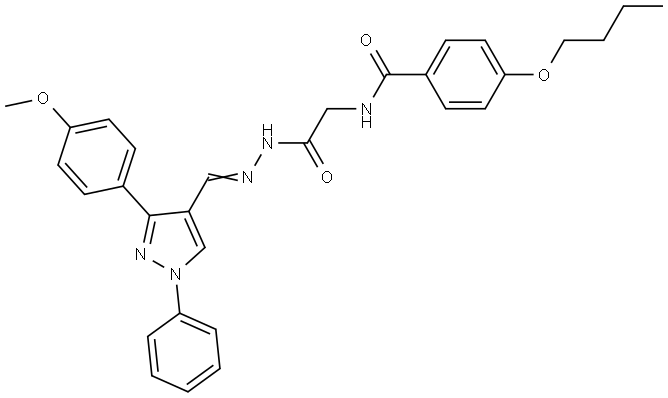 4-BUTOXY-N-[2-((2E)-2-{[3-(4-METHOXYPHENYL)-1-PHENYL-1H-PYRAZOL-4-YL]METHYLENE}HYDRAZINO)-2-OXOETHYL]BENZAMIDE Struktur