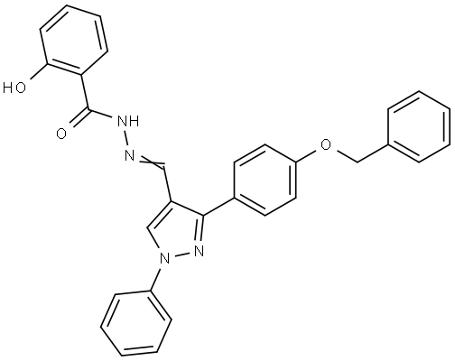 N'-((3-(4-(BENZYLOXY)PH)-1-PH-1H-PYRAZOL-4-YL)METHYLIDENE)-2-HO-BENZOHYDRAZIDE Struktur