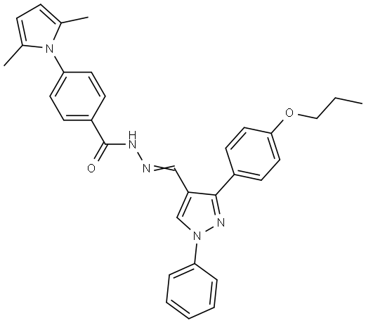 4-(2,5-DIMETHYL-1H-PYRROL-1-YL)-N'-{(E)-[1-PHENYL-3-(4-PROPOXYPHENYL)-1H-PYRAZOL-4-YL]METHYLIDENE}BENZOHYDRAZIDE Struktur