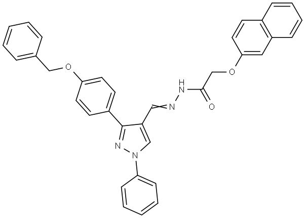 N'-((E)-{3-[4-(BENZYLOXY)PHENYL]-1-PHENYL-1H-PYRAZOL-4-YL}METHYLIDENE)-2-(2-NAPHTHYLOXY)ACETOHYDRAZIDE Struktur