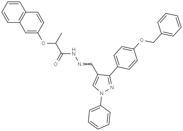 N'-((E)-{3-[4-(BENZYLOXY)PHENYL]-1-PHENYL-1H-PYRAZOL-4-YL}METHYLIDENE)-2-(2-NAPHTHYLOXY)PROPANOHYDRAZIDE Struktur