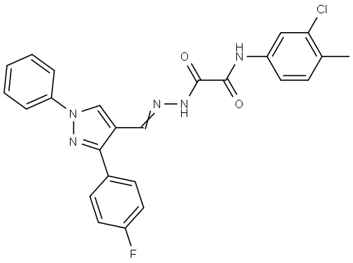 N-(3-CHLORO-4-METHYLPHENYL)-2-((2E)-2-{[3-(4-FLUOROPHENYL)-1-PHENYL-1H-PYRAZOL-4-YL]METHYLENE}HYDRAZINO)-2-OXOACETAMIDE Struktur