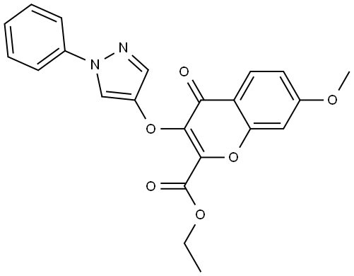 ET 7-METHOXY-4-OXO-3-((1-PHENYL-1H-PYRAZOL-4-YL)OXY)-4H-CHROMENE-2-CARBOXYLATE Struktur