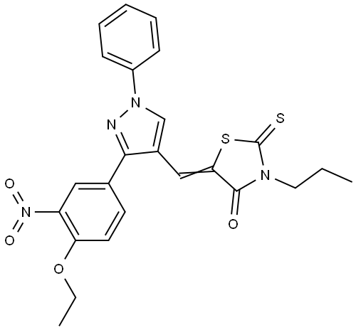 (5E)-5-{[3-(4-ETHOXY-3-NITROPHENYL)-1-PHENYL-1H-PYRAZOL-4-YL]METHYLENE}-3-PROPYL-2-THIOXO-1,3-THIAZOLIDIN-4-ONE Struktur