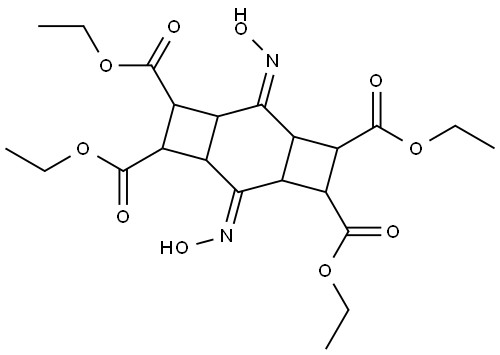 TETRAETHYL 2,7-BIS(HYDROXYIMINO)TRICYCLO[6.2.0.0(3,6)]DECANE-4,5,9,10-TETRACARBOXYLATE Struktur