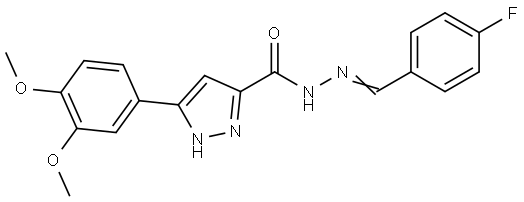 3-(3,4-DIMETHOXYPHENYL)-N'-(4-FLUOROBENZYLIDENE)-1H-PYRAZOLE-5-CARBOHYDRAZIDE Struktur