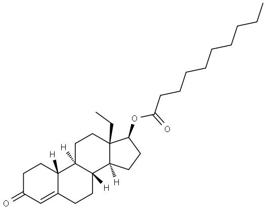 (8R,9S,10R,13S,14S,17S)-13-ethyl-3-oxo-2,3,6,7,8,9,10,11,12,13,14,15,16,17-tetradecahydro-1H-cyclopenta[a]phenanthren-17-yl decanoate Struktur