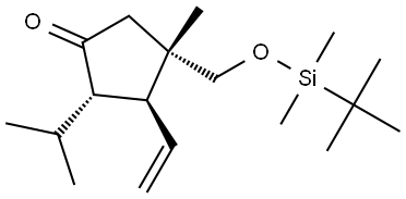 Cyclopentanone, 4-[[[(1,1-dimethylethyl)dimethylsilyl]oxy]methyl]-3-ethenyl-4-methyl-2-(1-methylethyl)-, [2S-(2α,3β,4α)]- Struktur