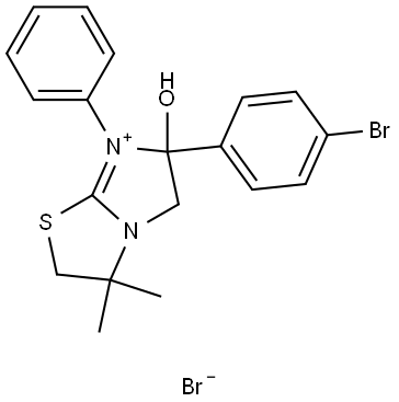 6-(4-BROMOPHENYL)-6-HYDROXY-3,3-DIMETHYL-7-PHENYL-2,3,5,6-TETRAHYDROIMIDAZO[2,1-B][1,3]THIAZOL-7-IUM BROMIDE Struktur