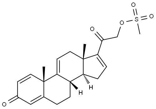 Pregna-1,4,9(11),16-tetraene-3,20-dione, 21-[(methylsulfonyl)oxy]- Struktur