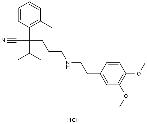 5-((2-(3,4-DIMETHOXYPHENYL)ET)AMINO)-2-ISOPROPYL-2-(2-ME-PH)PENTANENITRILE HCL Struktur