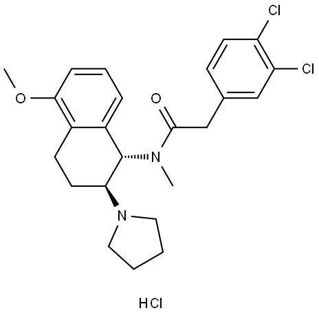 Benzeneacetamide, 3,4-dichloro-N-methyl-N-[1,2,3,4-tetrahydro-5-methoxy-2-(1-pyrrolidinyl)-1-naphthalenyl]-, monohydrochloride, trans- Struktur