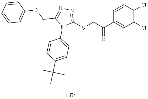 2-{[4-(4-TERT-BUTYLPHENYL)-5-(PHENOXYMETHYL)-4H-1,2,4-TRIAZOL-3-YL]SULFANYL}-1-(3,4-DICHLOROPHENYL)ETHANONE HYDROBROMIDE Struktur