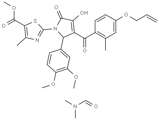 METHYL 2-[3-[4-(ALLYLOXY)-2-METHYLBENZOYL]-2-(3,4-DIMETHOXYPHENYL)-4-HYDROXY-5-OXO-2,5-DIHYDRO-1H-PYRROL-1-YL]-4-METHYL-1,3-THIAZOLE-5-CARBOXYLATE COMPOUND WITH DIMETHYLFORMAMIDE Struktur