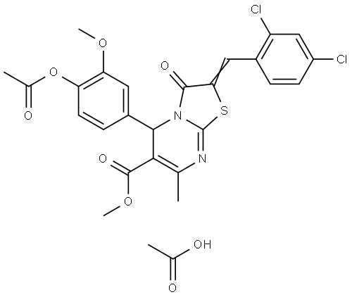 METHYL (2E)-5-[4-(ACETYLOXY)-3-METHOXYPHENYL]-2-(2,4-DICHLOROBENZYLIDENE)-7-METHYL-3-OXO-2,3-DIHYDRO-5H-[1,3]THIAZOLO[3,2-A]PYRIMIDINE-6-CARBOXYLATE ACETATE Struktur