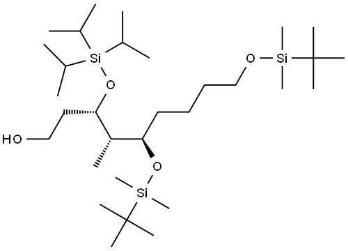 1-Nonanol, 5,9-bis[[(1,1-dimethylethyl)dimethylsilyl]oxy]-4-methyl-3-[[tris(1-methylethyl)silyl]oxy]-, (3S,4S,5R)- Struktur