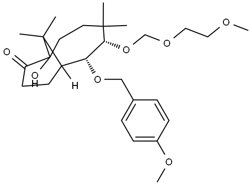 (2R,3S)-7-HYDROXY-2-[(4-METHOXYBENZYL)OXY]-3-[(2-METHOXYETHOXY)METHOXY]-4,4,11,11-TETRAMETHYLBICYCLO[5.3.1]UNDECAN-8-ONE Struktur