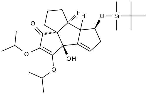 (3AR,6AS,7S,9BR)-7-{[TERT-BUTYL(DIMETHYL)SILYL]OXY}-9B-HYDROXY-1,2-DIISOPROPOXY-4,5,6,6A,6B,7,8,9B-OCTAHYDRO-3H-DICYCLOPENTA[A,B]PENTALEN-3-ONE Struktur