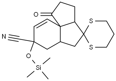 1-OXO-7-(TRIMETHYLSILYLOXY)-1,2,3,3A,5,5A,6,7-OCTAHYDROSPIRO[CYCLOPENTA[C]INDENE-4,2'-[1,3]DITHIANE]-7-CARBONITRILE Struktur