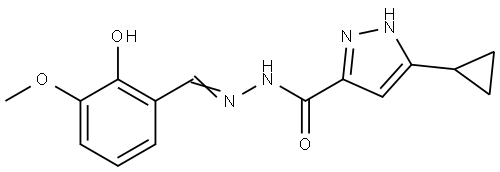 3-CYCLOPROPYL-N'-(2-HYDROXY-3-METHOXYBENZYLIDENE)-1H-PYRAZOLE-5-CARBOHYDRAZIDE Struktur