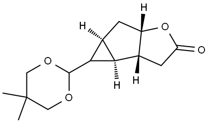 Cyclopropa[3,4]cyclopenta[1,2-b]furan-2(3H)-one, 4-(5,5-dimethyl-1,3-dioxan-2-yl)hexahydro-, (3aR,3bS,4aS,5aS)- Struktur