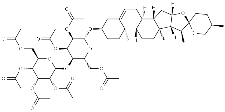 (3BETA,25R)-SPIROST-5-EN-3-YL 2,3,6-TRI-O-ACETYL-4-O-(2,3,4,6-TETRA-O-ACETYLHEXOPYRANOSYL)HEXOPYRANOSIDE Struktur