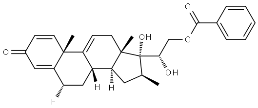 (6alpha)-6-fluoro-17,20-dihydroxy-16-methyl-3-oxopregna-1,4,9(11)-trien-21-yl benzoate Struktur