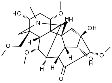 Aconitan-15-one, 3,13,14-trihydroxy-1,6,16-trimethoxy-4-(methoxymethyl)-20-methyl-, (1α,3α,6α,14α,16α)- (9CI) Struktur