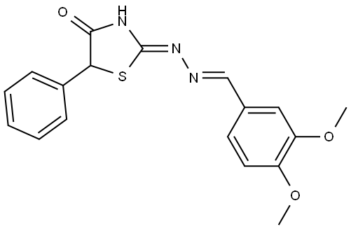 3,4-DIMETHOXYBENZALDEHYDE (4-OXO-5-PHENYL-1,3-THIAZOLIDIN-2-YLIDENE)HYDRAZONE Struktur