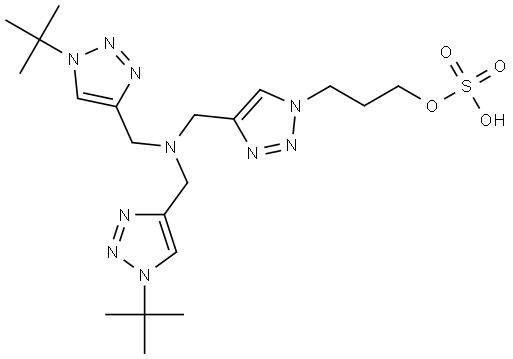 3-(4-((bis(1-tert-butyl-1H-1,2,3-triazol-4-yl)methyl)amino)methyl)-1H-1,2,3-triazol-1-yl)-propanol hydrogen sulfate Struktur