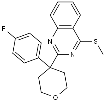 2-(4-(4-fluorophenyl)tetrahydro-2H-pyran-4-yl)-4-(methylthio)quinazoline Struktur