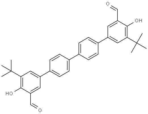 5,5'''-di-tert-butyl-4,4'''-dihydroxy-[1,1':4',1'':4'',1'''-quaterphenyl]-3,3'''-dicarbaldehyde Struktur