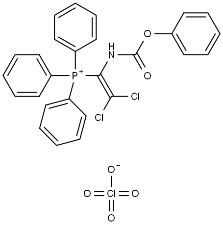 PHENYL 2,2-DICHLORO-1-(TRIPHENYLPHOSPHONIO)VINYLCARBAMATE PERCHLORATE Struktur