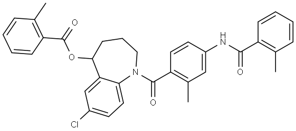 7-chloro-1-(2-methyl-4-(2-methylbenzamido)benzoyl) -2,3,4,5-tetrahydro-1H-benzo[b]azepin-5-yl 2-methylbenzoate Struktur