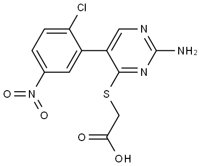 2-AMINO-5-(2-CHLORO-5-NITROPHENYL)-4-PYRIMIDINETHIOGLYCOLIC ACID Struktur