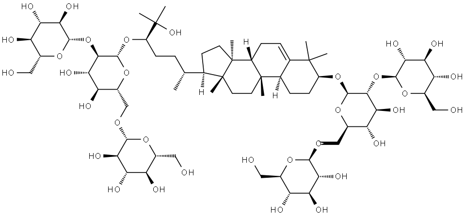 (3β,9β,10α,24R)-25-Hydroxy-9-methyl-19-norlanost-5-ene-3,24-diyl bis[O-β-D-glucopyranosyl-(1→2)-O-[β-D-glucopyranosyl-(1→6)]-β-D-glucopyranoside Struktur