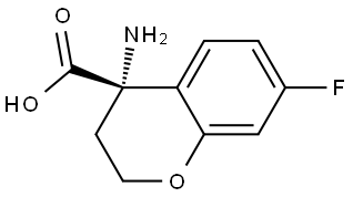 (S)-4-Amino-7-fluoro-3,4-dihydro-2H-1-benzopyran-4-carboxylic acid Struktur