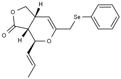 (3AR,4S,7AR)-6-[(PHENYLSELANYL)METHYL]-4-[(1E)-1-PROPENYL]-1,3A,4,7A-TETRAHYDRO-3H-FURO[3,4-C]PYRAN-3-ONE Struktur