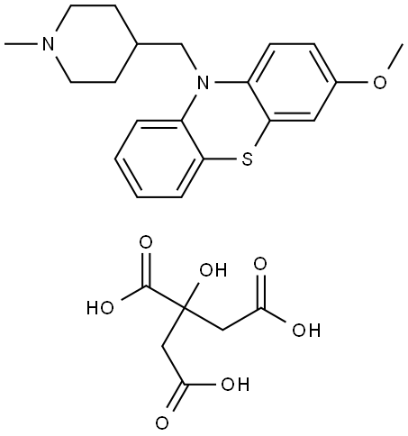 10H-Phenothiazine, 3-methoxy-10-[(1-methyl-4-piperidinyl)methyl]-, 2-hydroxy-1,2,3-propanetricarboxylate (1:1) Struktur