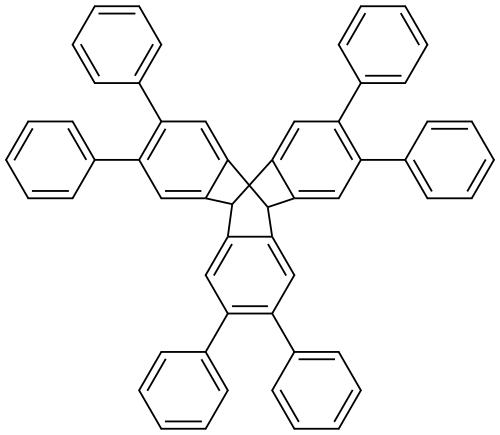 2,3,6,7,14,15-hexaphenyl-9,10-dihydro-9,10-[1,2]benzenoanthracene Struktur