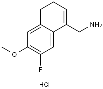 (7-fluoro-6-methoxy-3,4-dihydronaphthalen-1-yl)methanamine hydrochloride Struktur