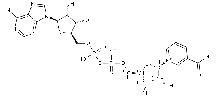 NICOTINAMIDE ADENINE DINUCLEOTIDE (NAD+), NH4 SALT (RIBOSE-13C5, 98%) CHEMICAL PURITY 96% Struktur