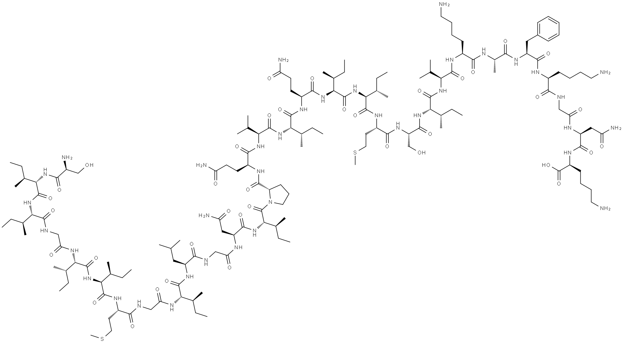 L-Lysine, L-seryl-L-isoleucyl-L-isoleucylglycyl-L-isoleucyl-L-isoleucyl-L-methionylglycyl-L-isoleucyl-L-leucylglycyl-L-asparaginyl-L-isoleucyl-L-prolyl-L-glutaminyl-L-valyl-L-isoleucyl-L-glutaminyl-L-isoleucyl-L-isoleucyl-L-methionyl-L-seryl-L-isoleucyl-L-valyl-L-lysyl-L-alanyl-L-phenylalanyl-L-lysylglycyl-L-asparaginyl-|細(xì)胞溶解性肽毒素多肽