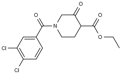 4-Piperidinecarboxylic acid, 1-(3,4-dichlorobenzoyl)-3-oxo-, ethyl ester Struktur