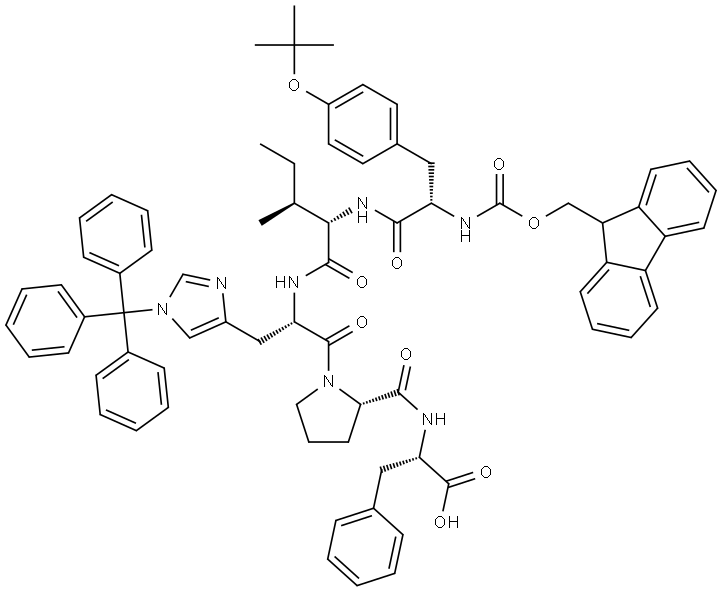 2-6-Angiotensin IV, 2-[O-(1,1-dimethylethyl)-N-[(9H-fluoren-9-ylmethoxy)carbonyl]-L-tyrosine]-3-L-isoleucine-4-[1-(triphenylmethyl)-L-histidine]- (9CI) Struktur