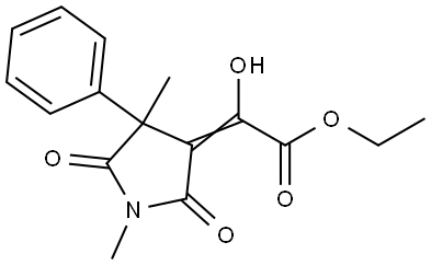 ethyl (2E)-(1,4-dimethyl-2,5-dioxo-4-phenyl-3-pyrrolidinylidene)(hydroxy)ethanoate Struktur