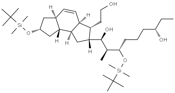 (1R,2S,3S,7S)-1-[(2R,3S,3AR,5AS,7S,8AS,8BS)-7-{[TERT-BUTYL(DIMETHYL)SILYL]OXY}-3-(2-HYDROXYETHYL)-1,2,3,3A,5A,6,7,8,8A,8B-DECAHYDRO-AS-INDACEN-2-YL]-3-{[TERT-BUTYL(DIMETHYL)SILYL]OXY}-2-METHYL-1,7-NONANEDIOL Struktur