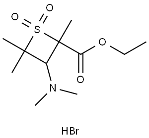 ETHYL 3-(DIMETHYLAMINO)-2,4,4-TRIMETHYL-2-THIETANECARBOXYLATE 1,1-DIOXIDE HYDROBROMIDE Struktur